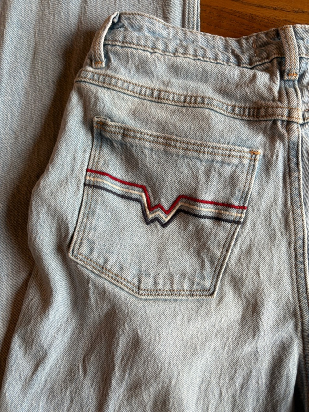 Wrangler High Rise Fierce Flare Light Wash Denim Jeans with Contrast Stitching - Picture 5 of 6